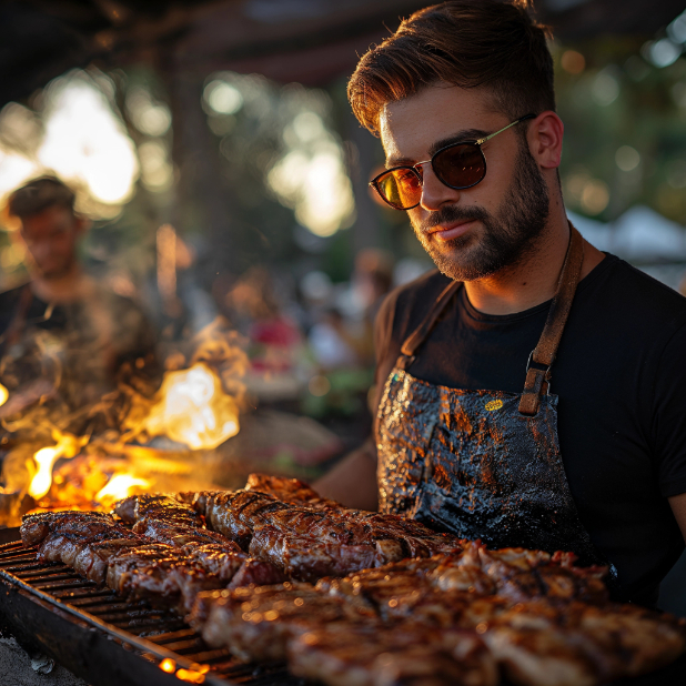 Spit braai master grilling meat in Durbanville